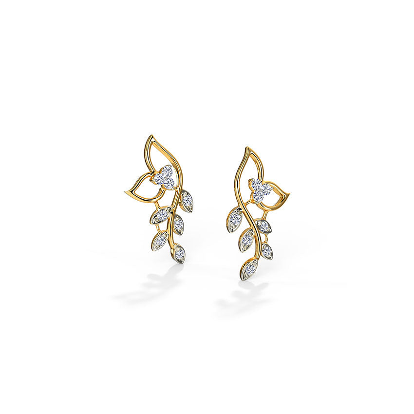 Elowen Leaf Diamond Studs