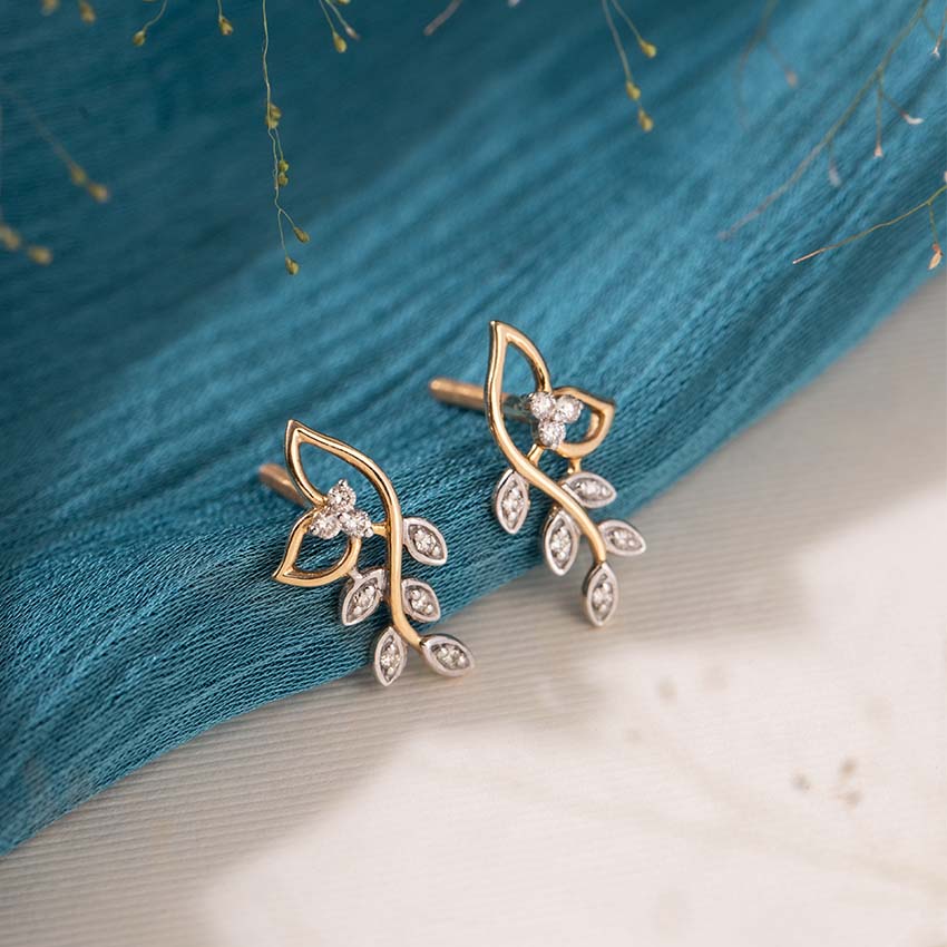 Elowen Leaf Diamond Studs