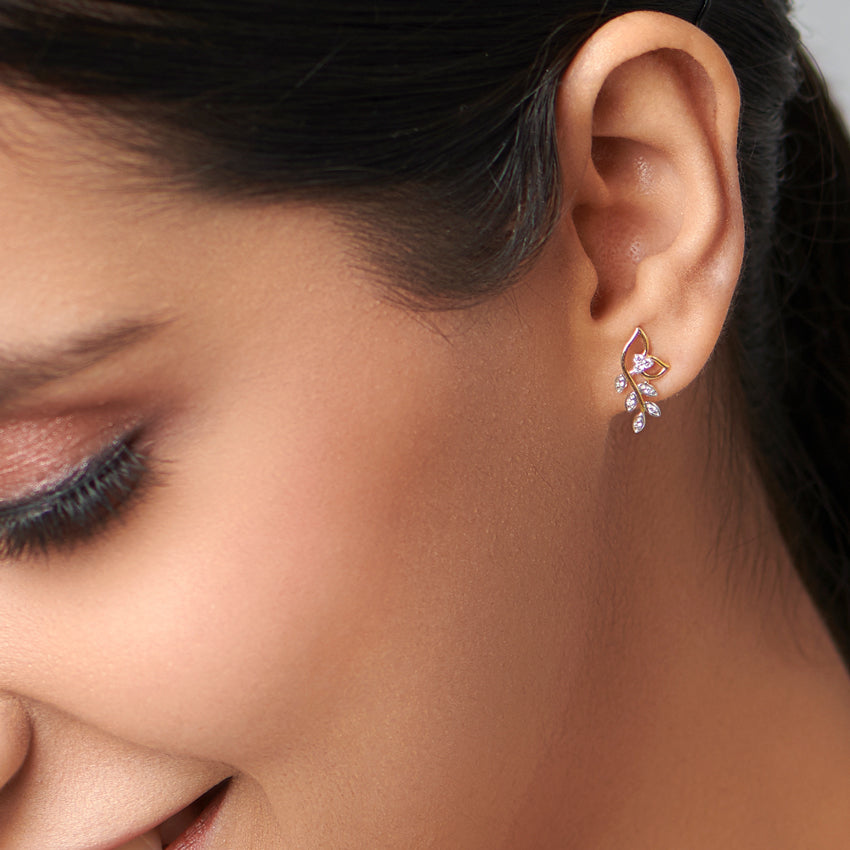 Elowen Leaf Diamond Studs