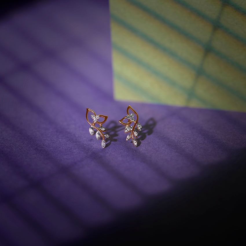 Elowen Leaf Diamond Studs