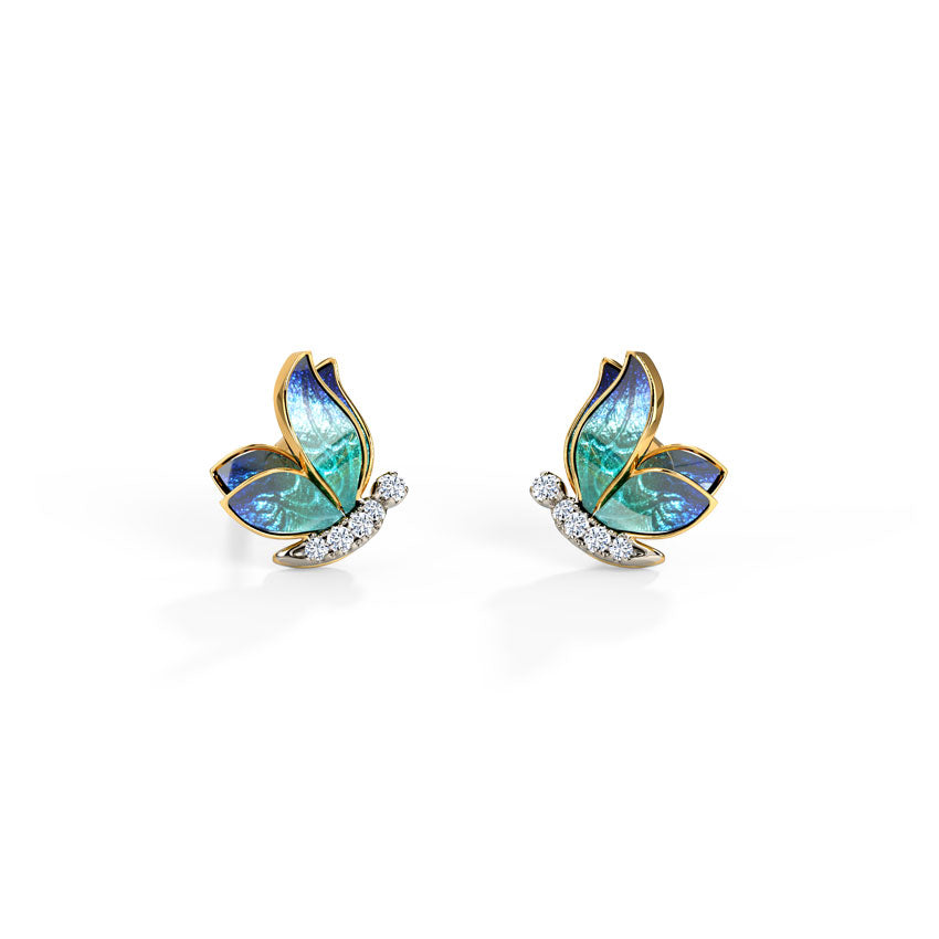 BlueFlutter Diamond Studs