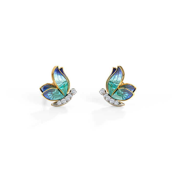 BlueFlutter Diamond Studs