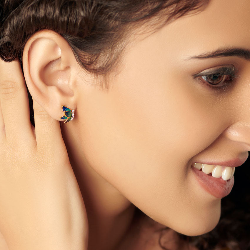BlueFlutter Diamond Studs