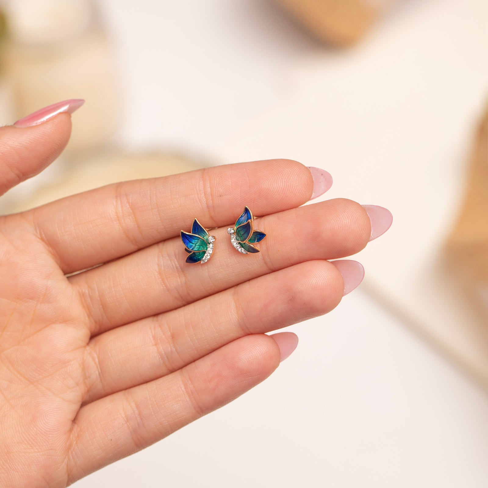 BlueFlutter Diamond Studs