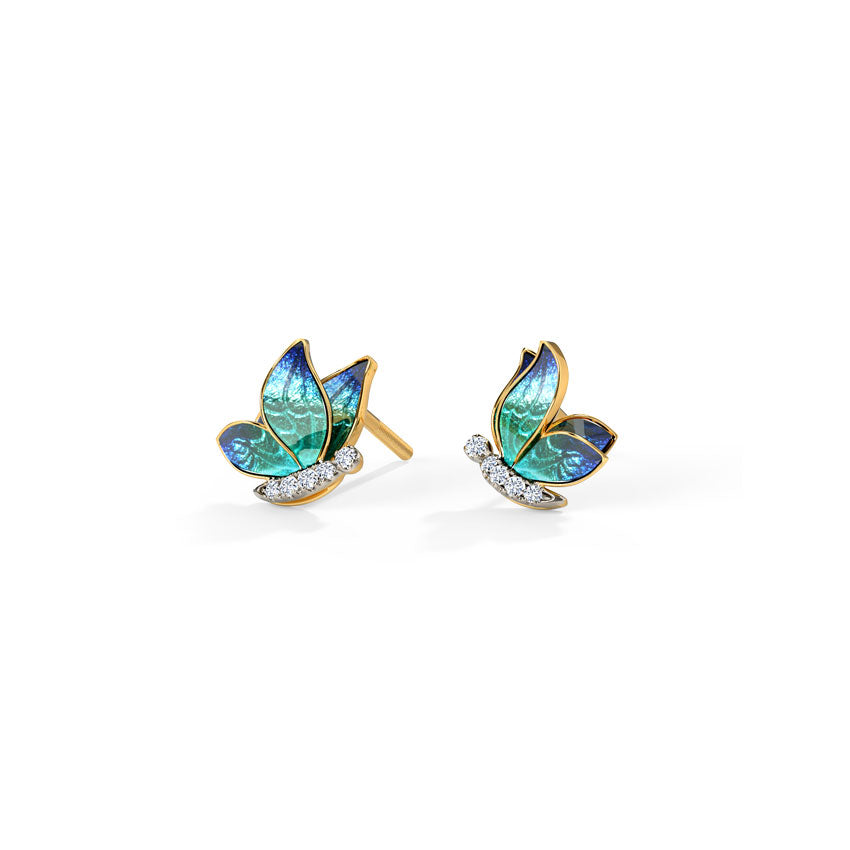 BlueFlutter Diamond Studs