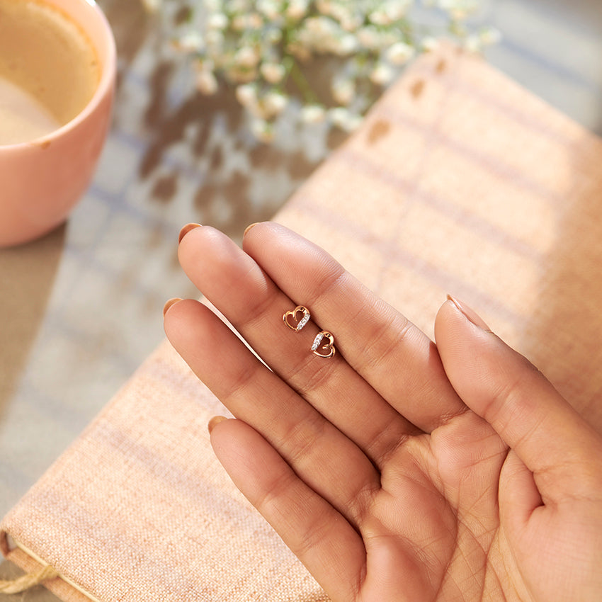 Amora Heart Diamond Studs