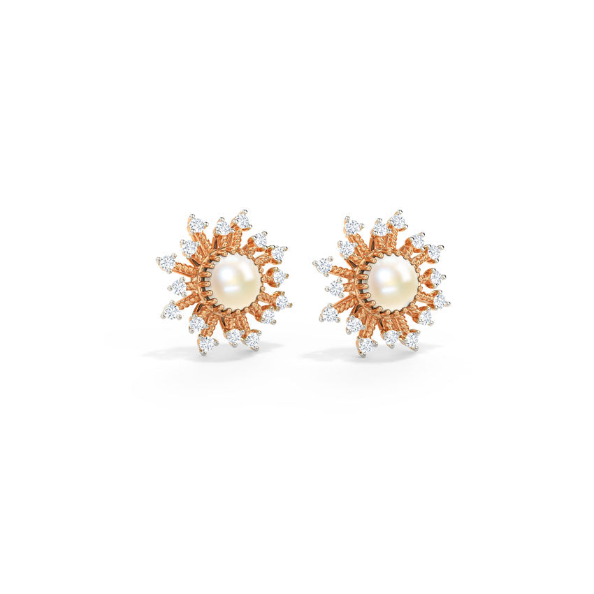 Lunara Pearl Diamond Studs