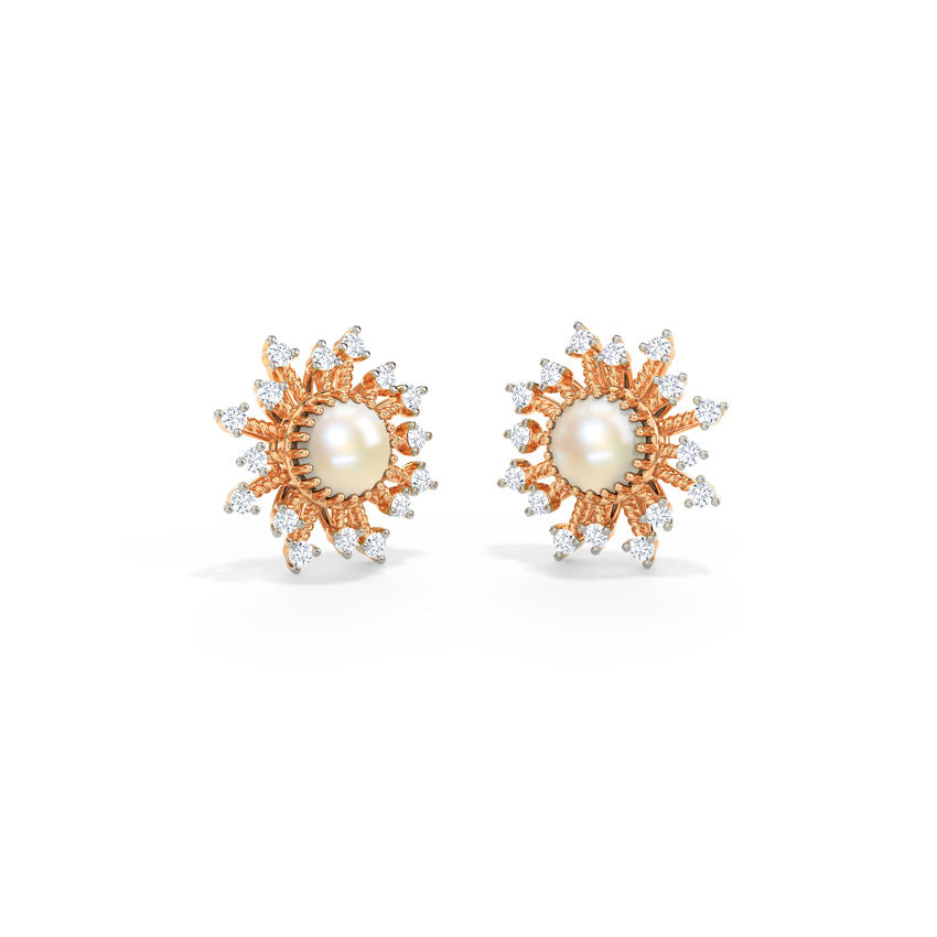 Lunara Pearl Diamond Studs