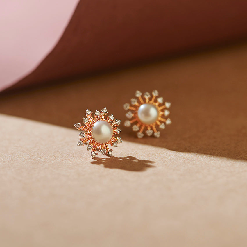 Lunara Pearl Diamond Studs