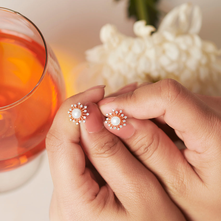 Lunara Pearl Diamond Studs