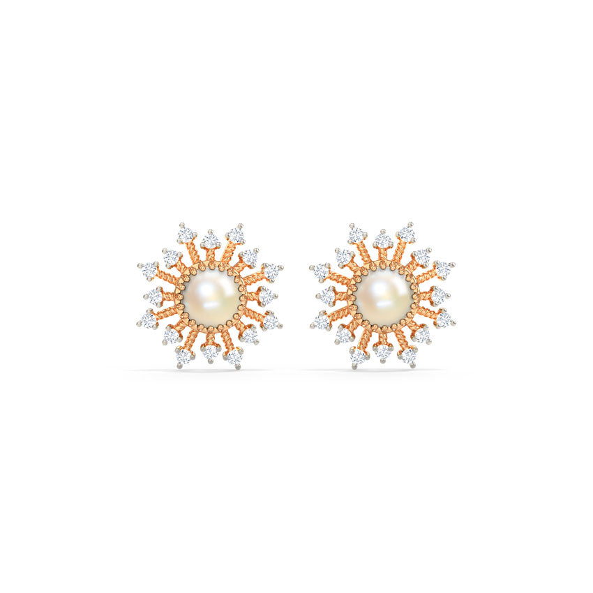 Lunara Pearl Diamond Studs