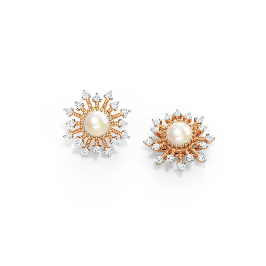 Lunara Pearl Diamond Studs