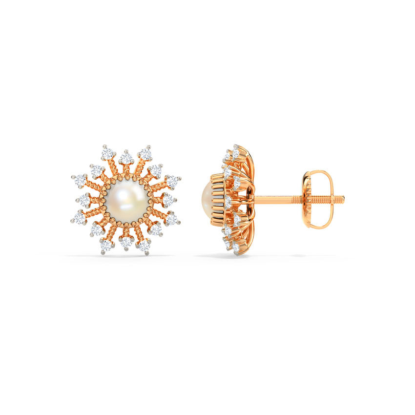 Lunara Pearl Diamond Studs