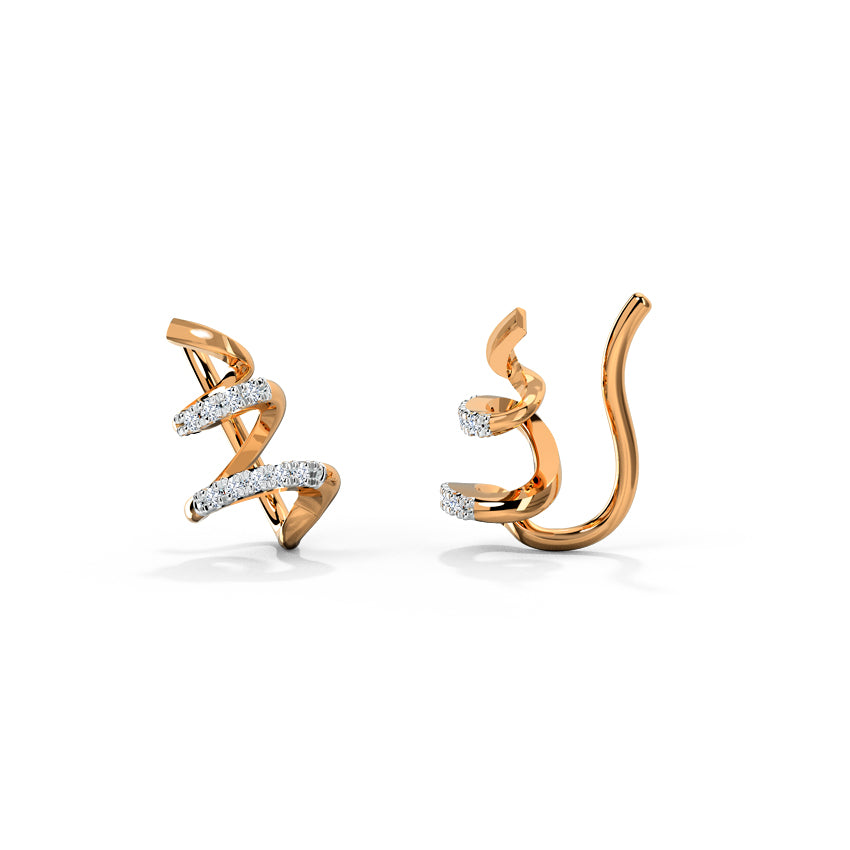 Velia Ribbon Diamond Earcuffs