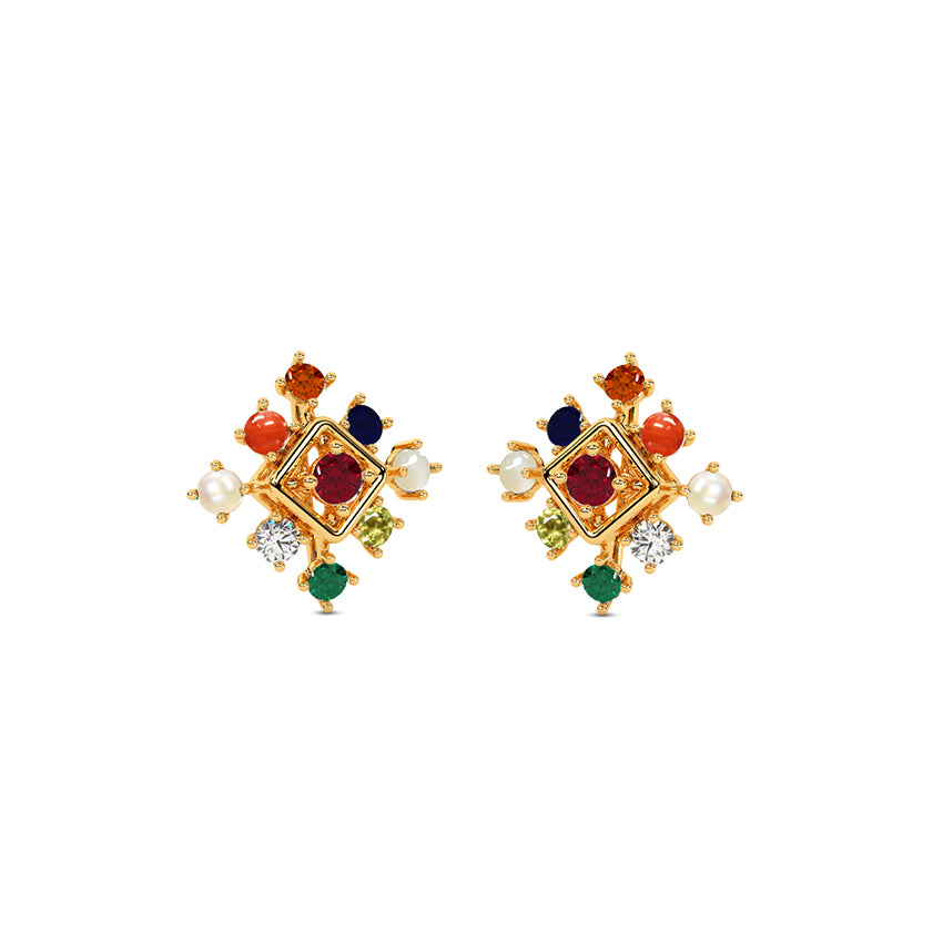 Navya Crown Navratna Studs