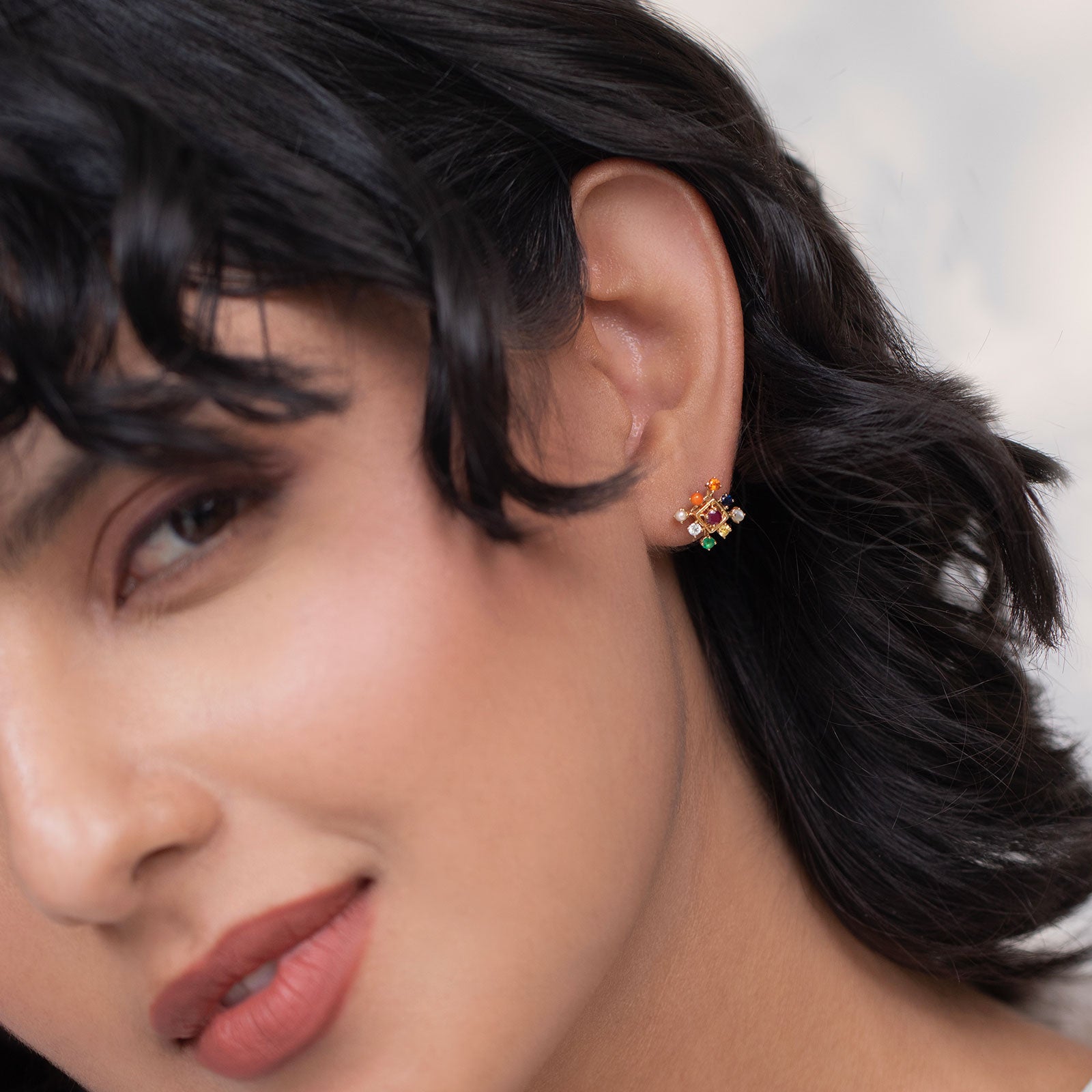 Navya Crown Navratna Studs