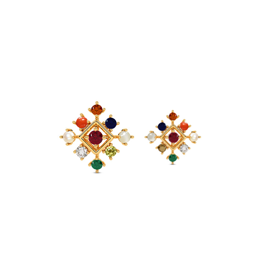 Navya Crown Navratna Studs