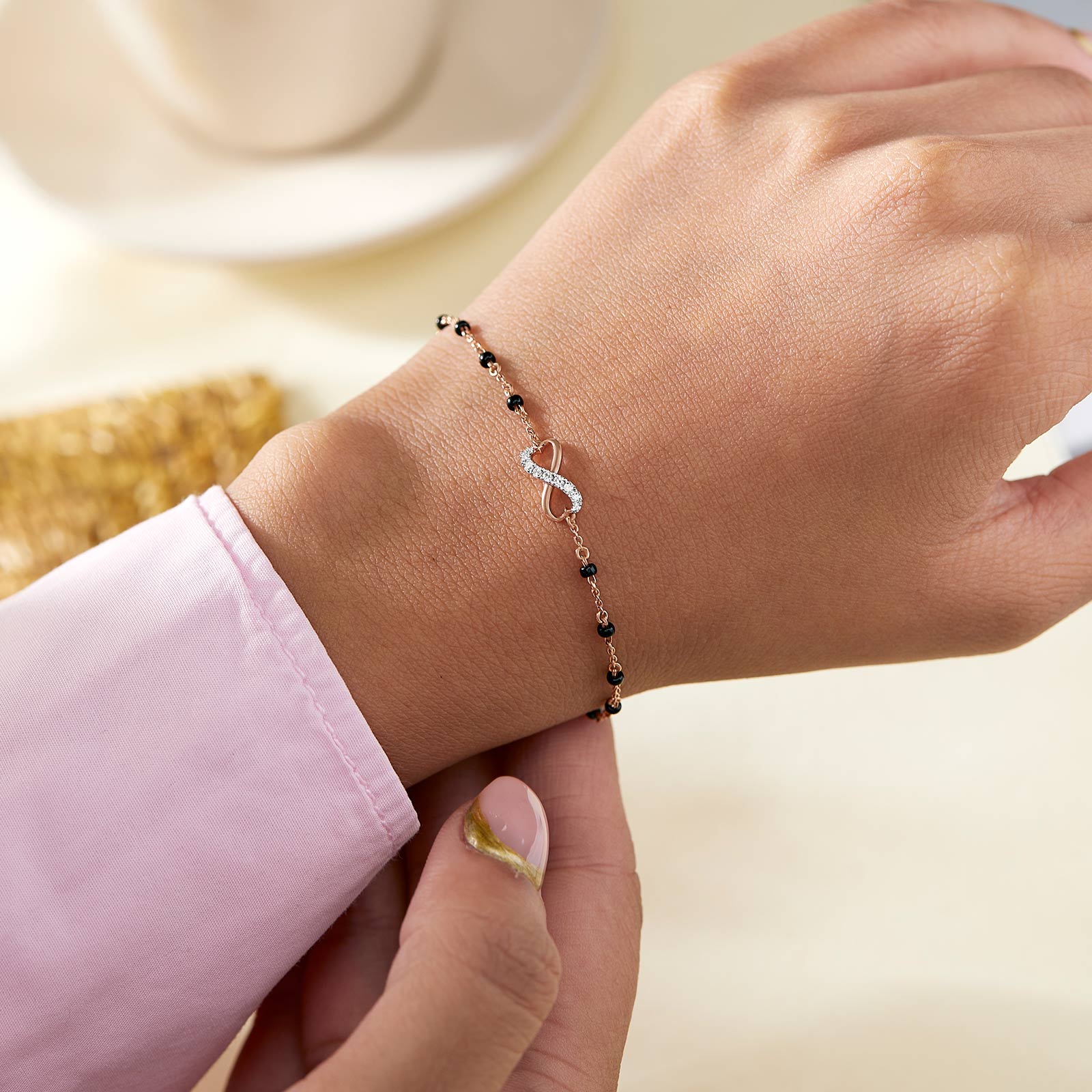 Eterna Infinity Heart Diamond Mangalsutra Bracelet