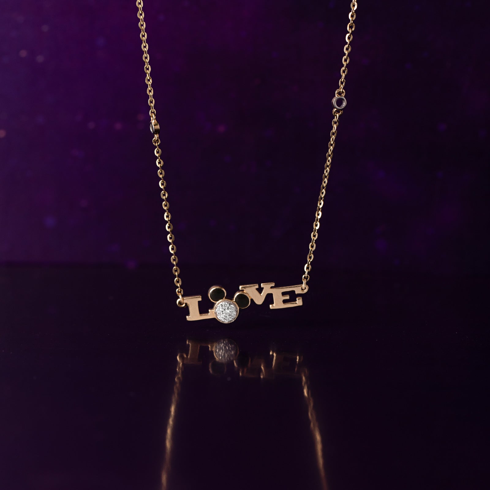 Mickey Mouse Love Diamond Necklace