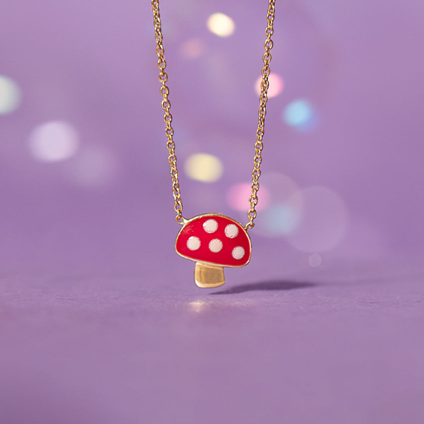 Chubby Mushroom Kids' Gold Necklace