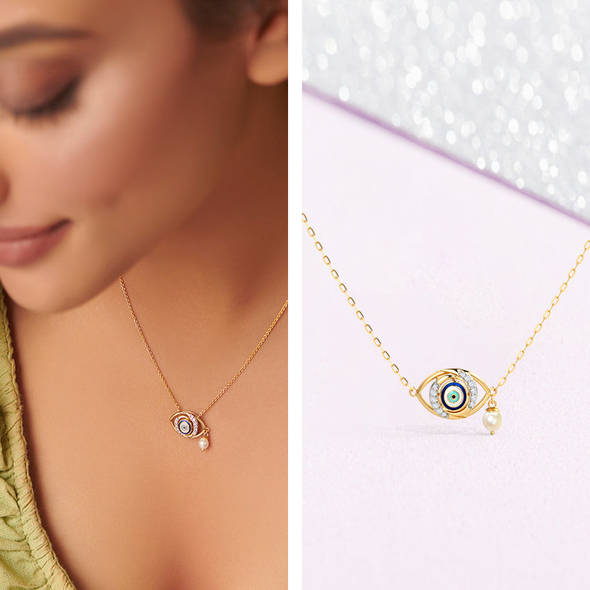 Modish Evil Eye Pearl Necklace