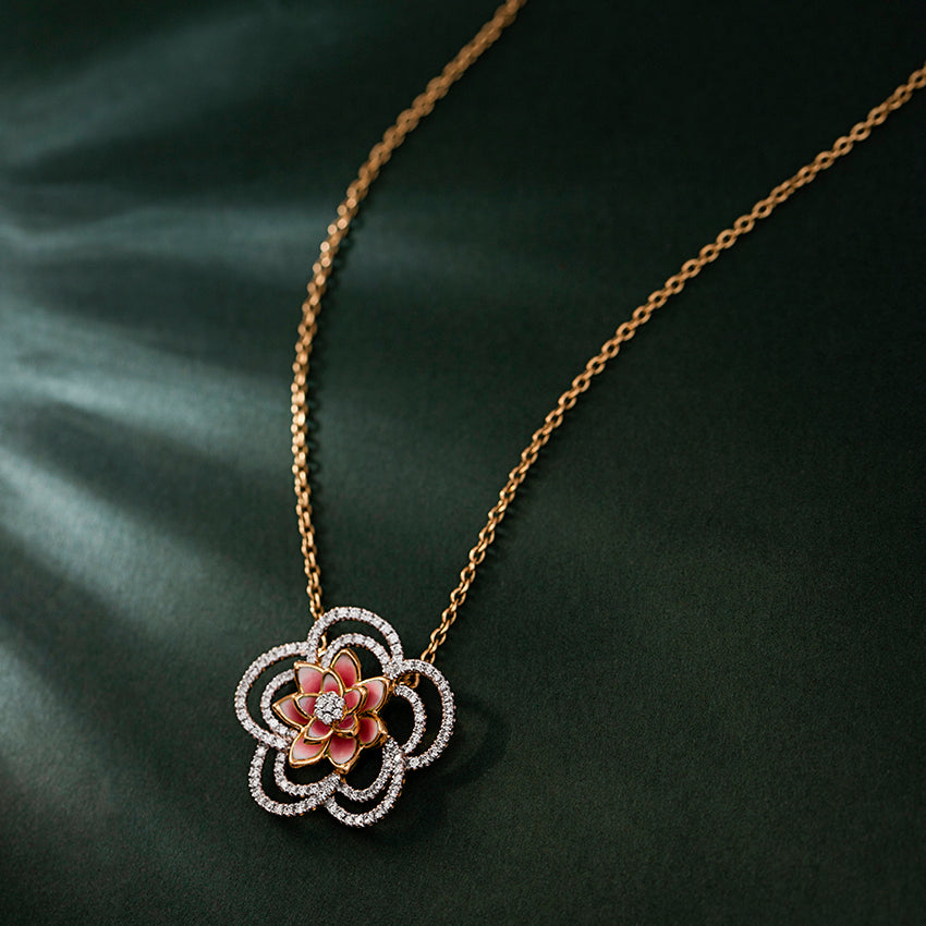 Sparkling Bloom Lotus Diamond Necklace
