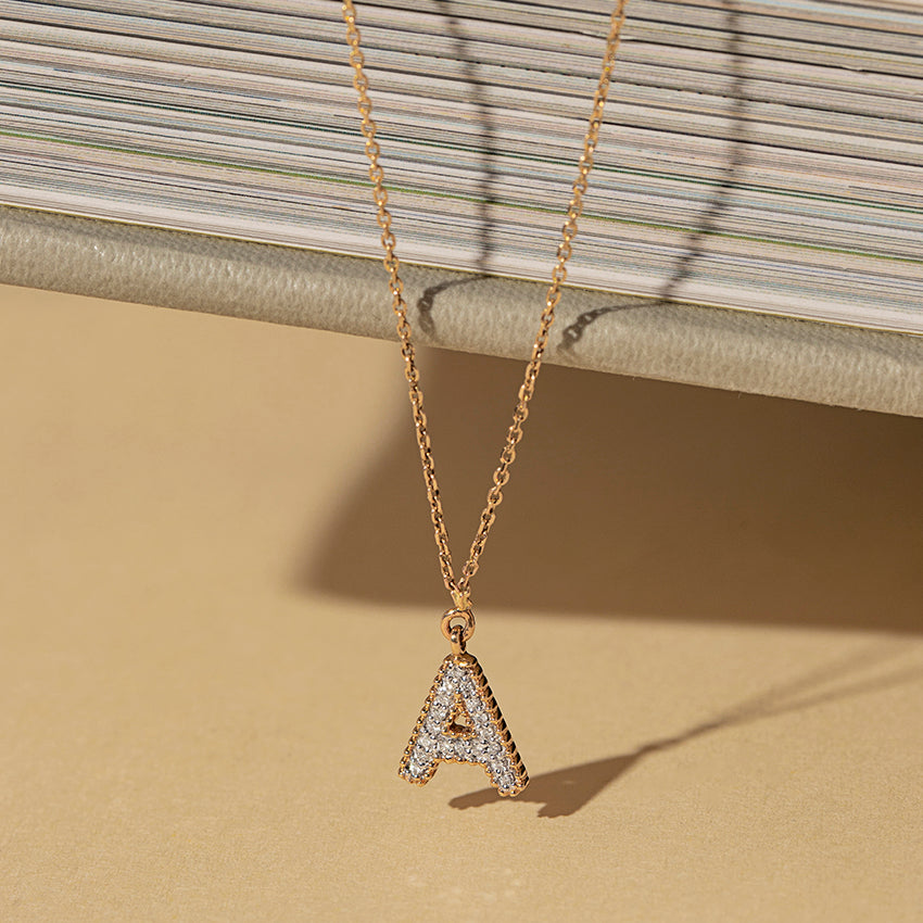 Dazzle Alphabet A Diamond Necklace