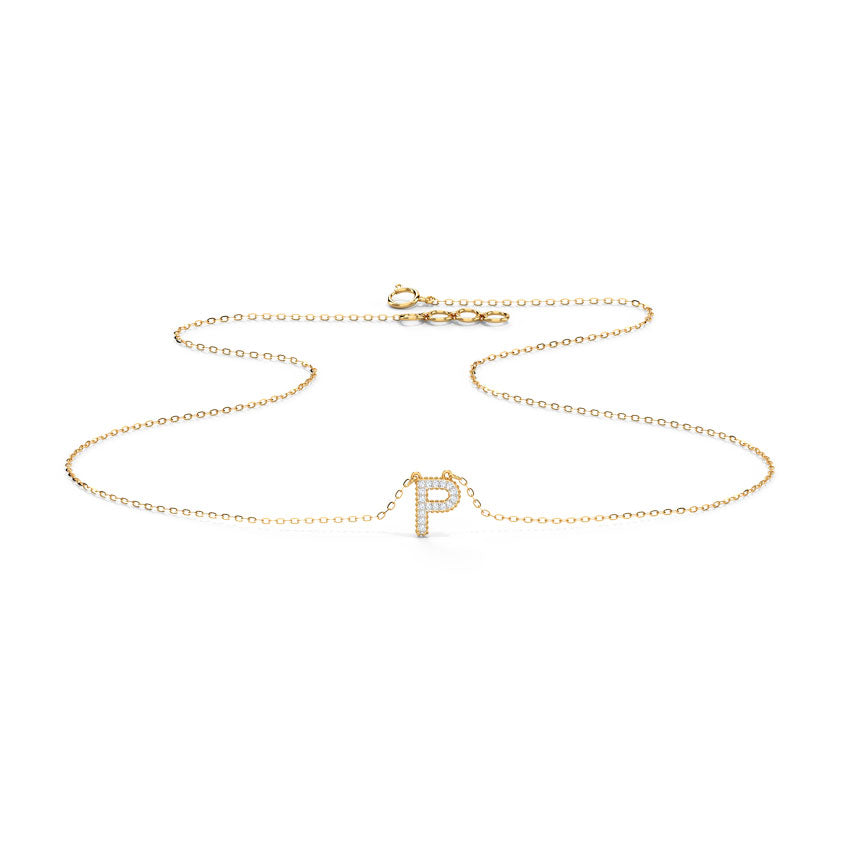 Dazzle Alphabet P Diamond Necklace