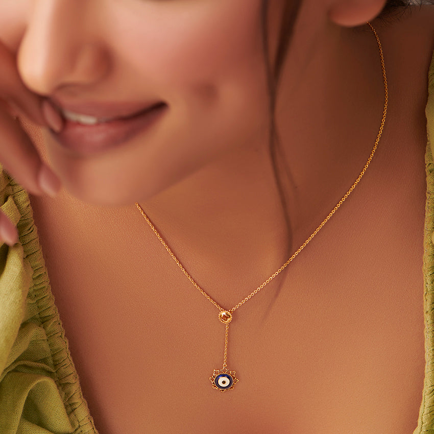 Artful Evil Eye Gold Lariat Necklace