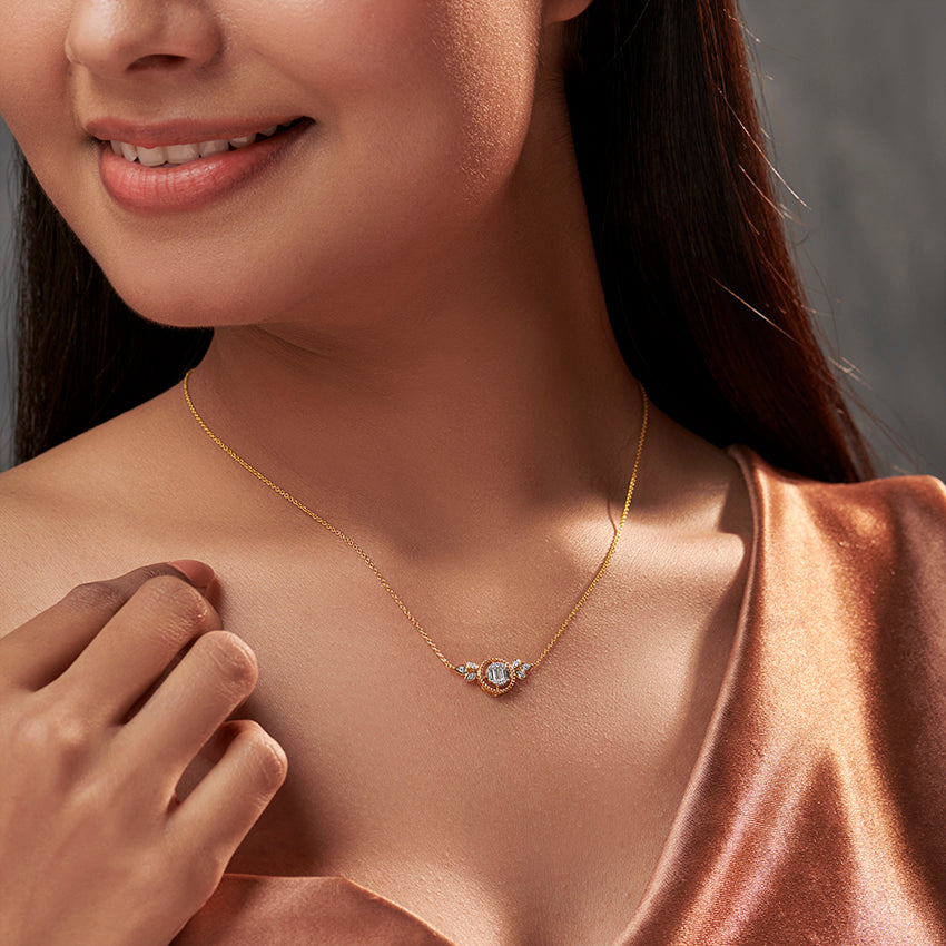 Leafy Radiant Diamond Necklace