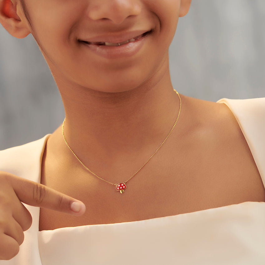 Chubby Mushroom Kids' Gold Necklace