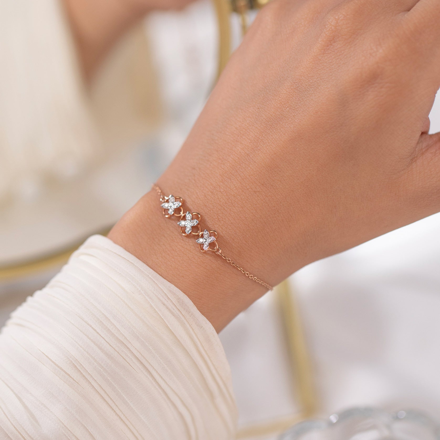 Selena Quad Diamond Chain Bracelet