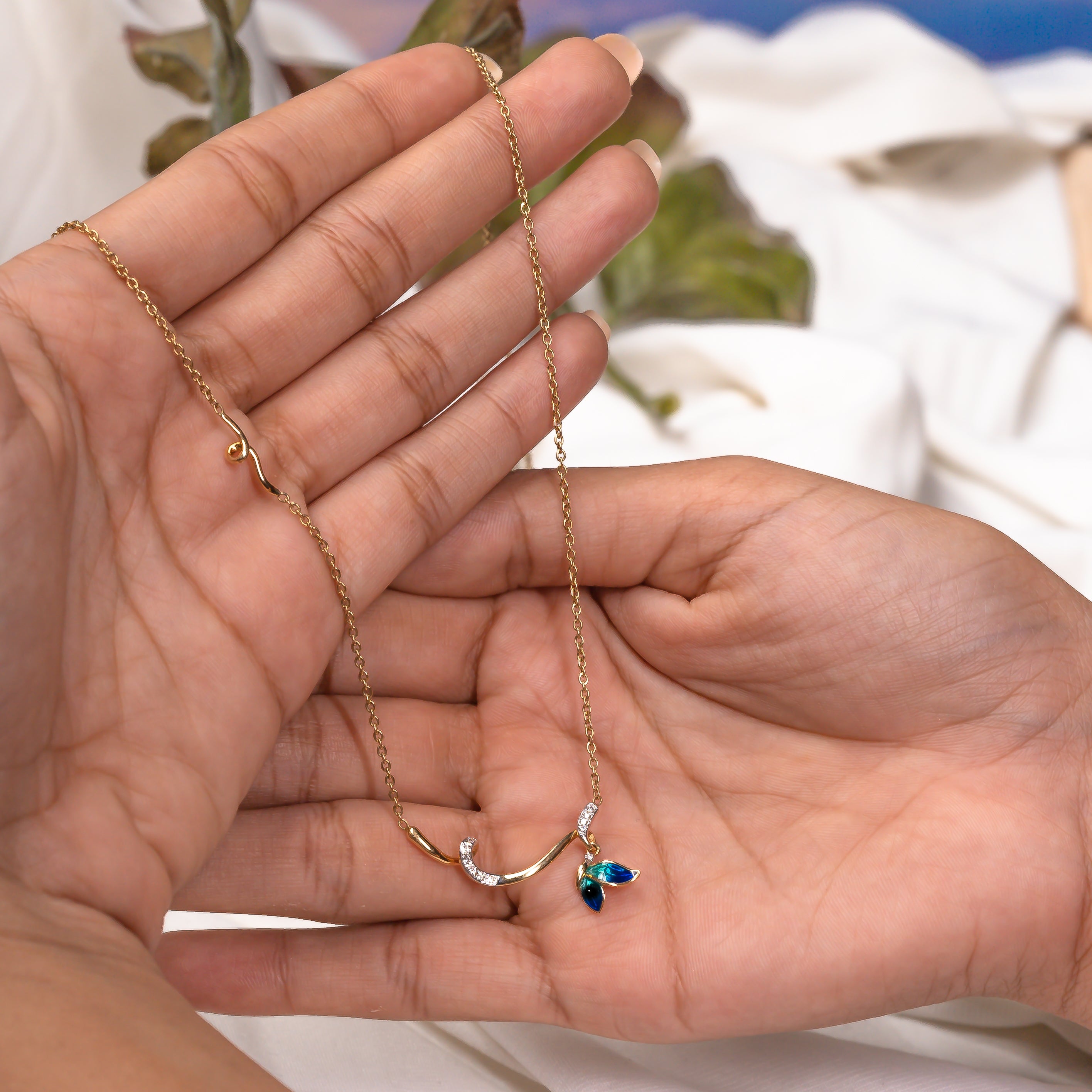 Tendril Butterfly Diamond Necklace