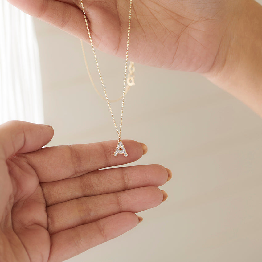 Dazzle Alphabet A Diamond Necklace