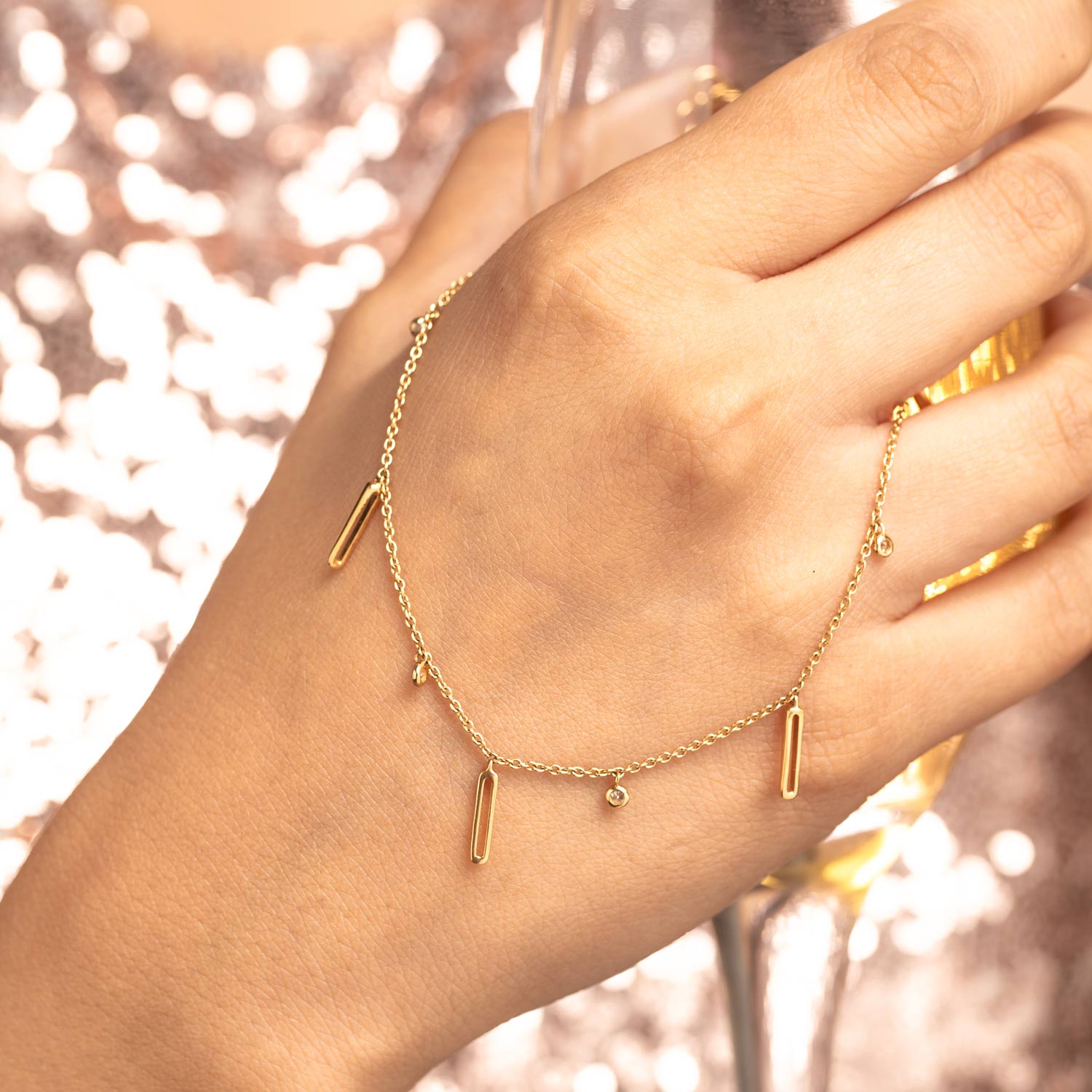 Linear Fine Line Diamond Necklace