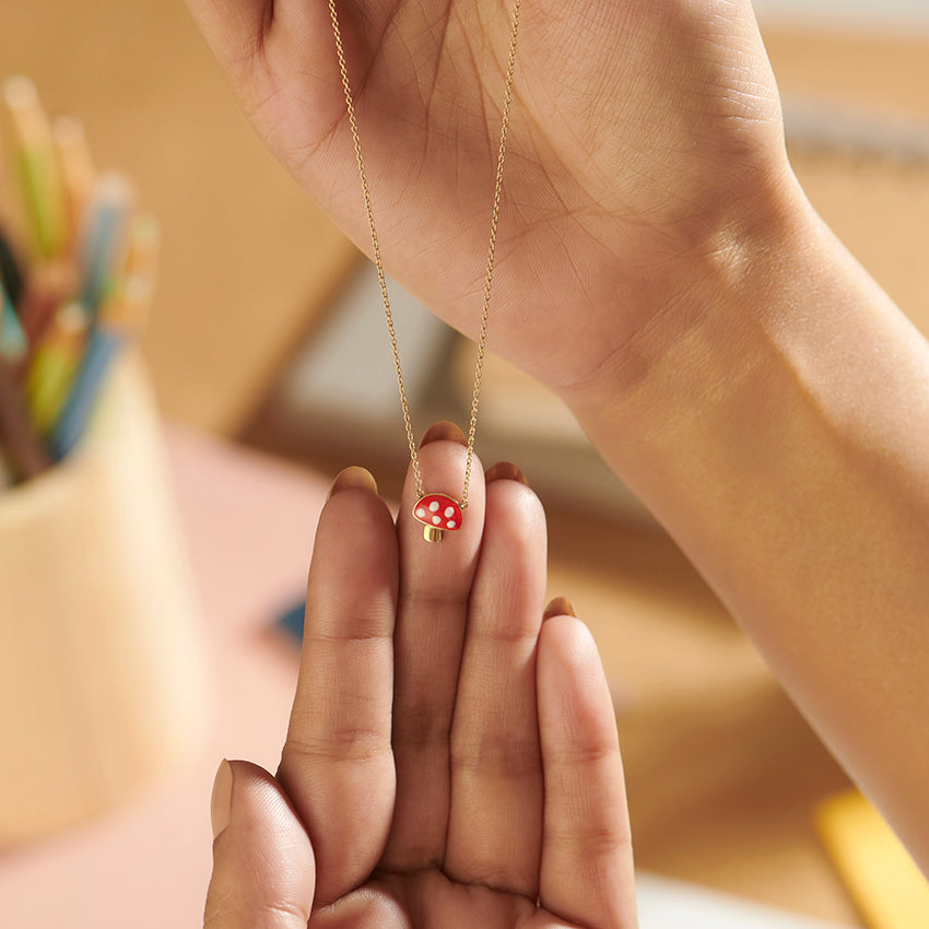 Chubby Mushroom Kids' Gold Necklace