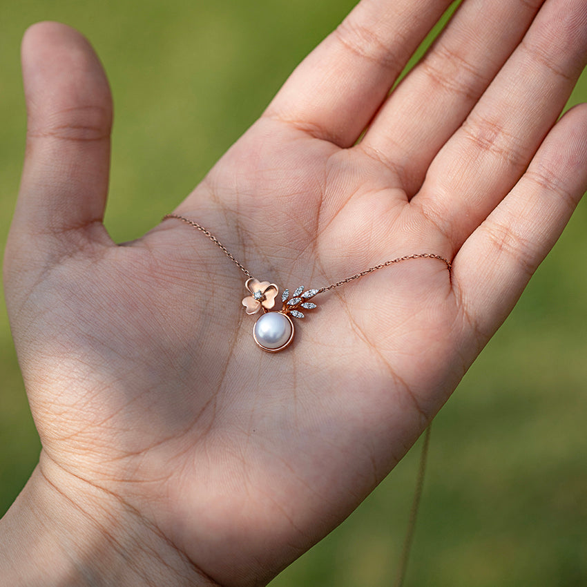 Periwinkle Pearl Diamond Necklace