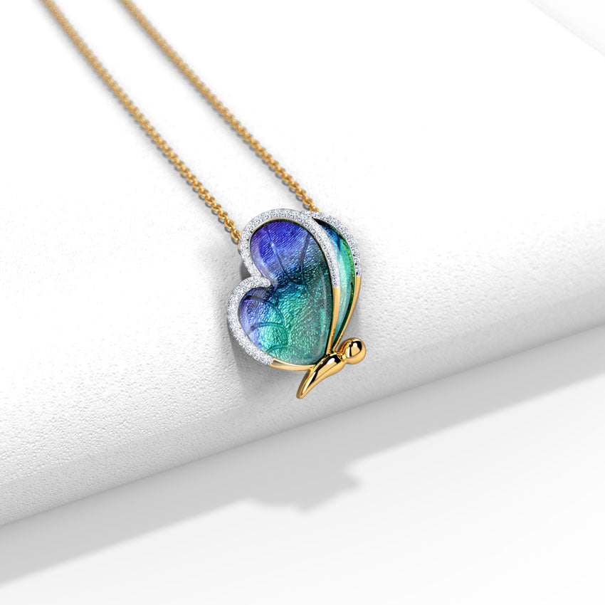 Flap Blue Butterfly Diamond Necklace