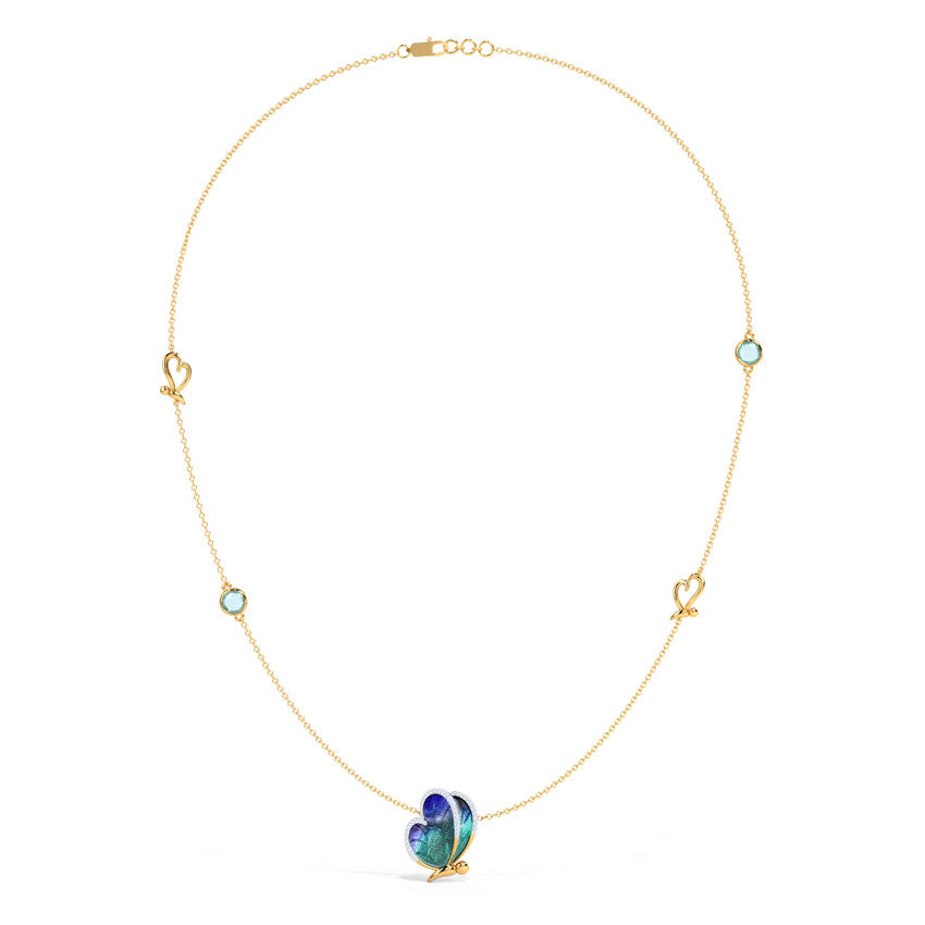 Flap Blue Butterfly Diamond Necklace