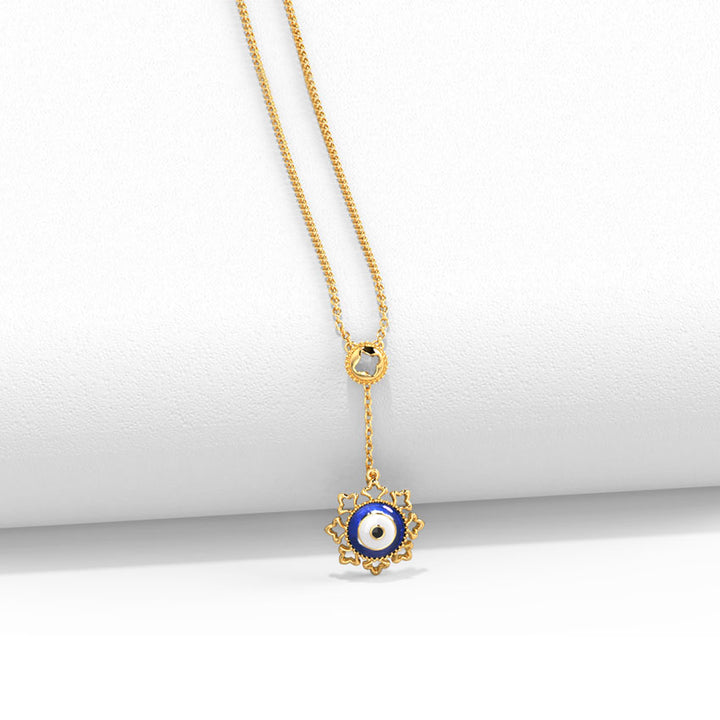 Artful Evil Eye Gold Lariat Necklace